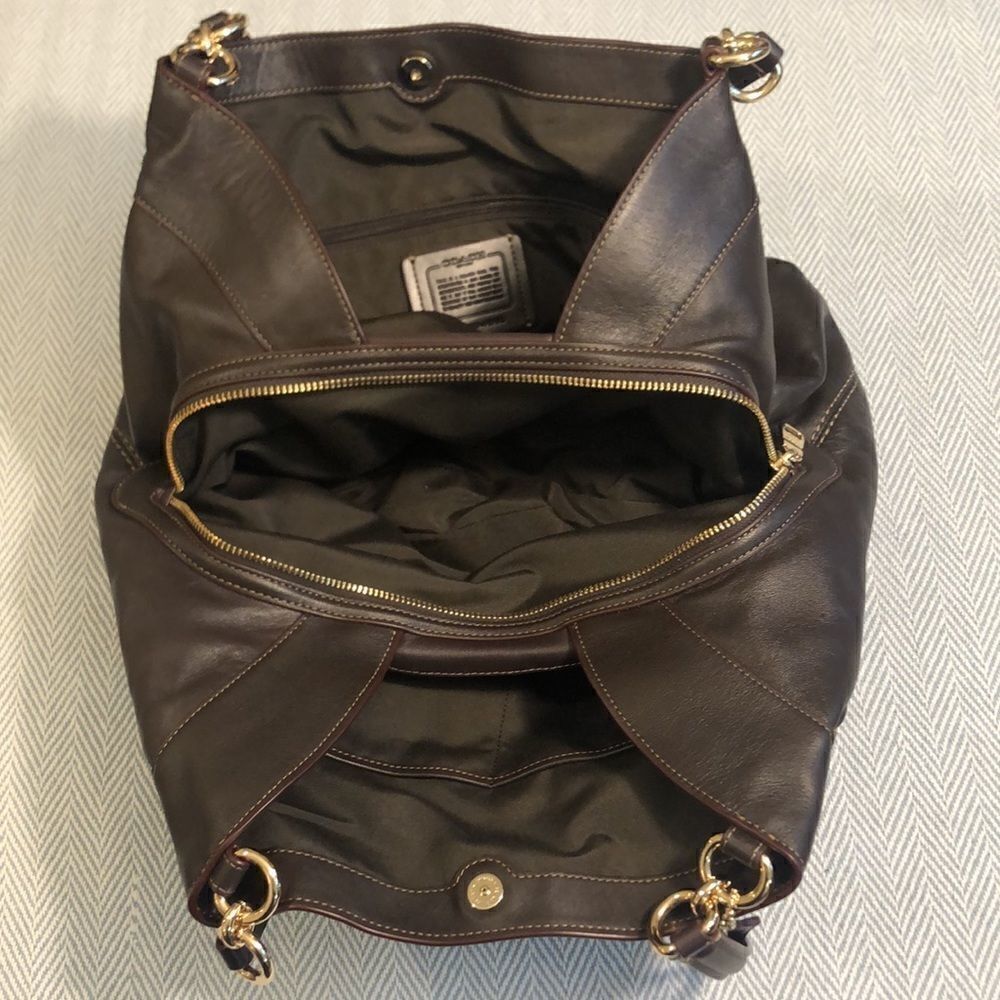 Coach LEXI Shoulder Bag Leather/Signature Jacquard 13" L X 10 3/4" H X 4" - Picture 9 of 12